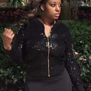 🌴LAST ONE🌴Sequin black bomber jacket